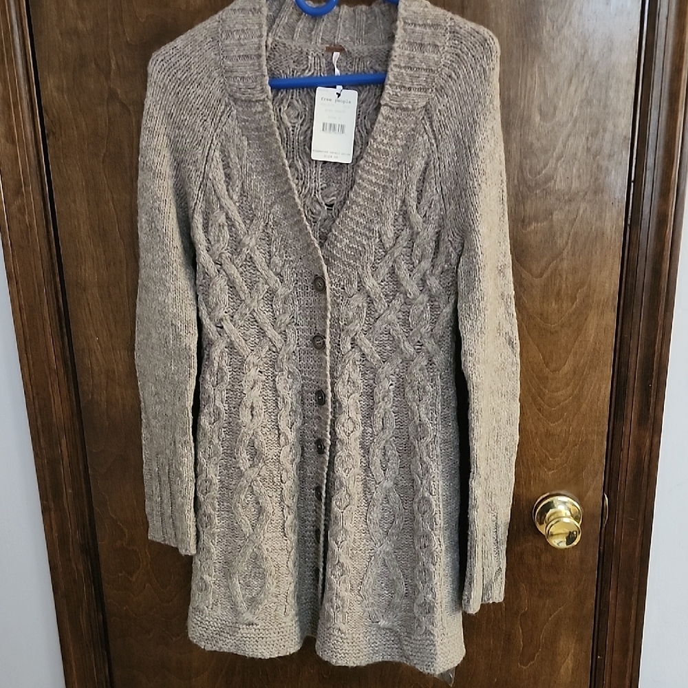 Women's Long Cable Knit Cardigan Sweater Free People